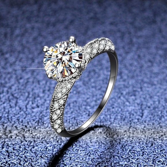 Jewelry - Certified Moissanite Diamond Ring Size 7 Real 925 Sterling Silver Jewelry
